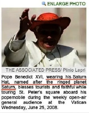 pope with saturn hat